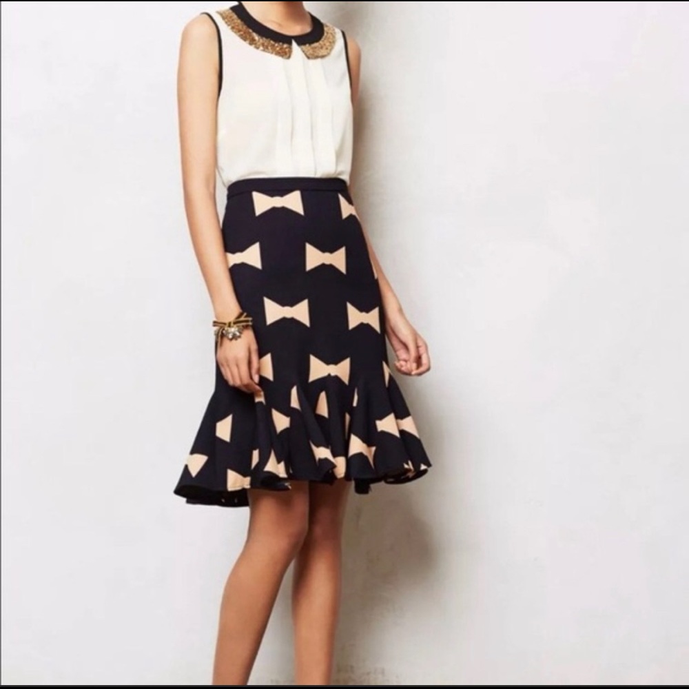 Anthropologie Eva Franco Bow Pleated Skirt Size 8